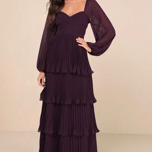 Lulu’s Purple Tiered Balloon Sleeve Maxi Dress
